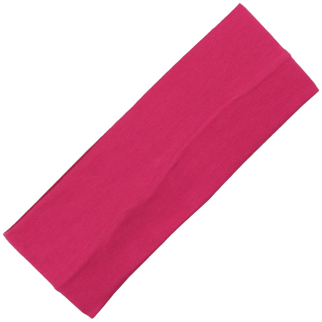 Wide Cotton Headband Soft Stretch Headbands Sweat Absorbent Elastic Head Band Hot Pink