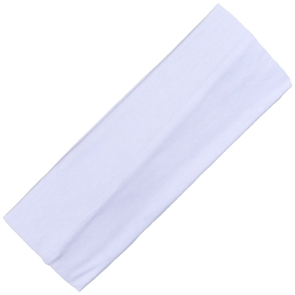 Wide Cotton Headband Soft Stretch Headbands Sweat Absorbent Elastic Head Band White