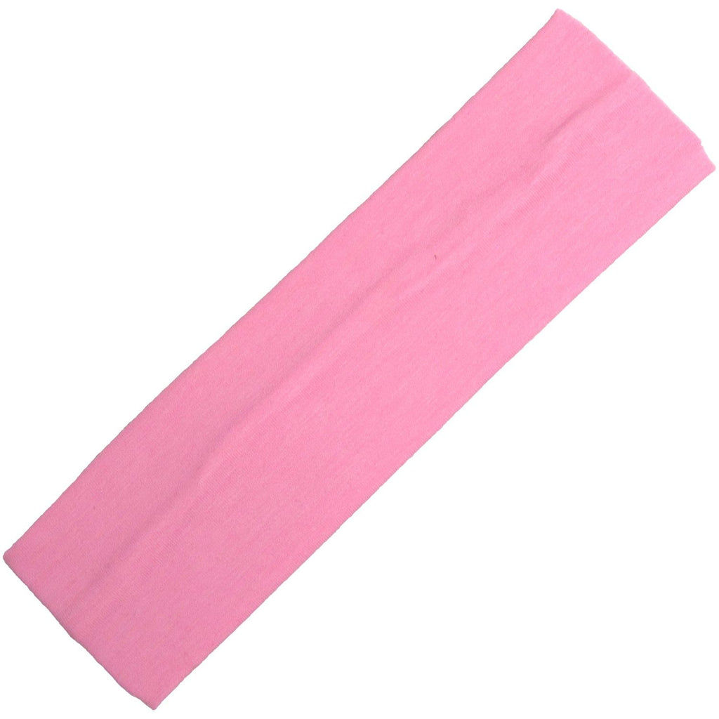 Cotton Headband Soft Stretch Headbands Sweat Absorbent Elastic Head Band Light Pink