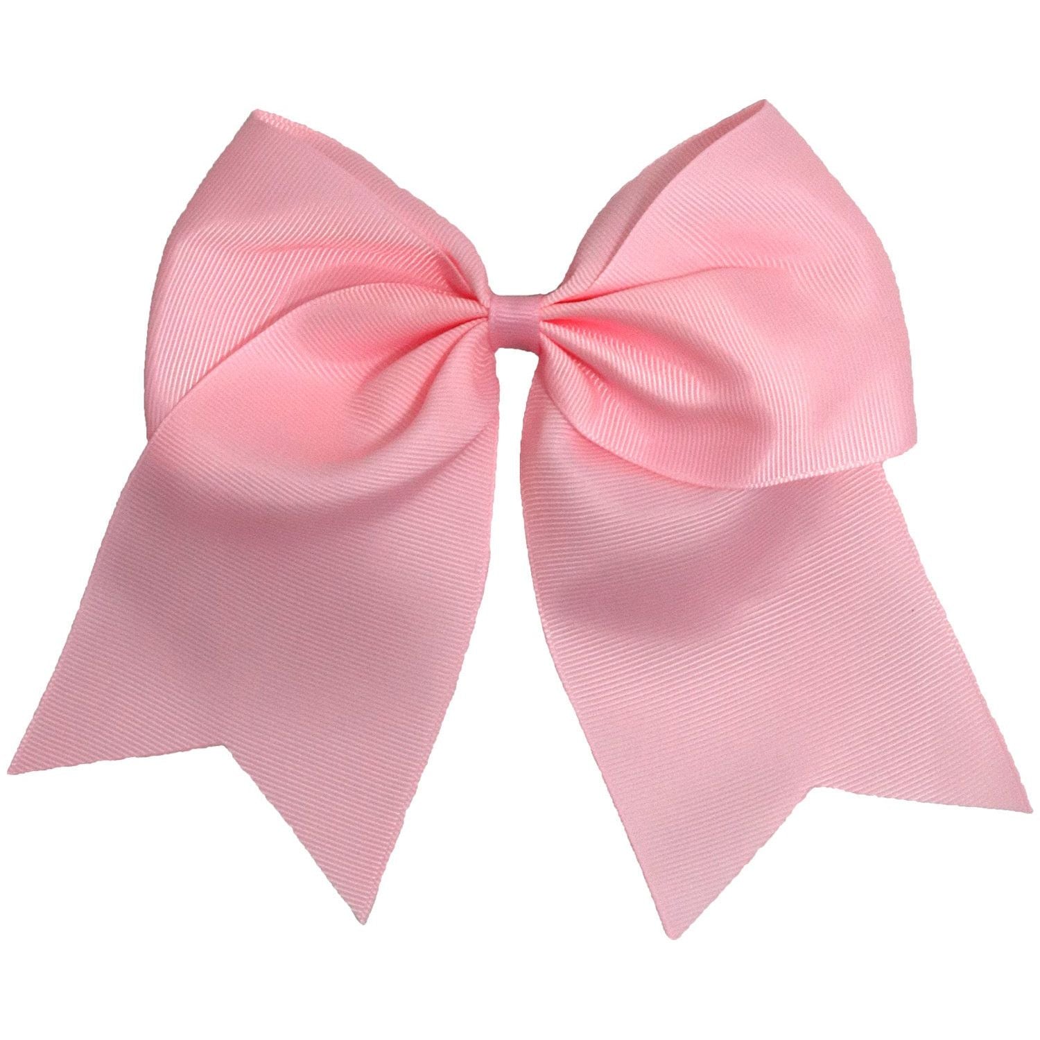 Light Pink Cheer Bow for Girls Large Hair Bows with Ponytail Holder Ribbon | Kenz Laurenz