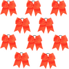 10 Neon Orange Cheer Bows Large Hair Bow with Ponytail Holder Cheerleader Ponyholders Cheerleading Softball Accessories