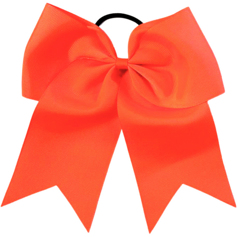 Neon Orange Cheer Bow for Girls Large Hair Bows with Ponytail Holder Ribbon