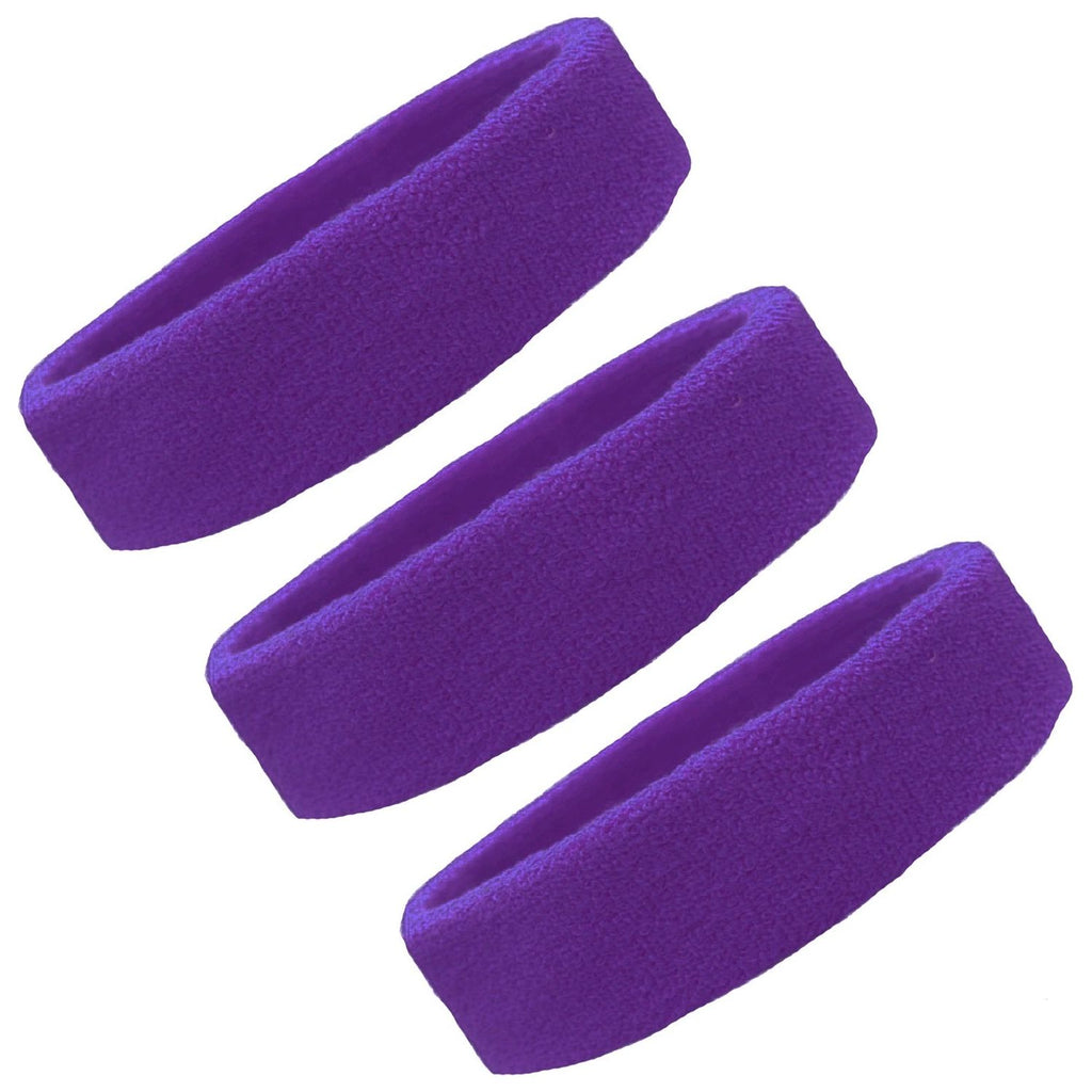 Sweatbands Terry Cotton Sports Headband Sweat Absorbing Head Band Purple 3