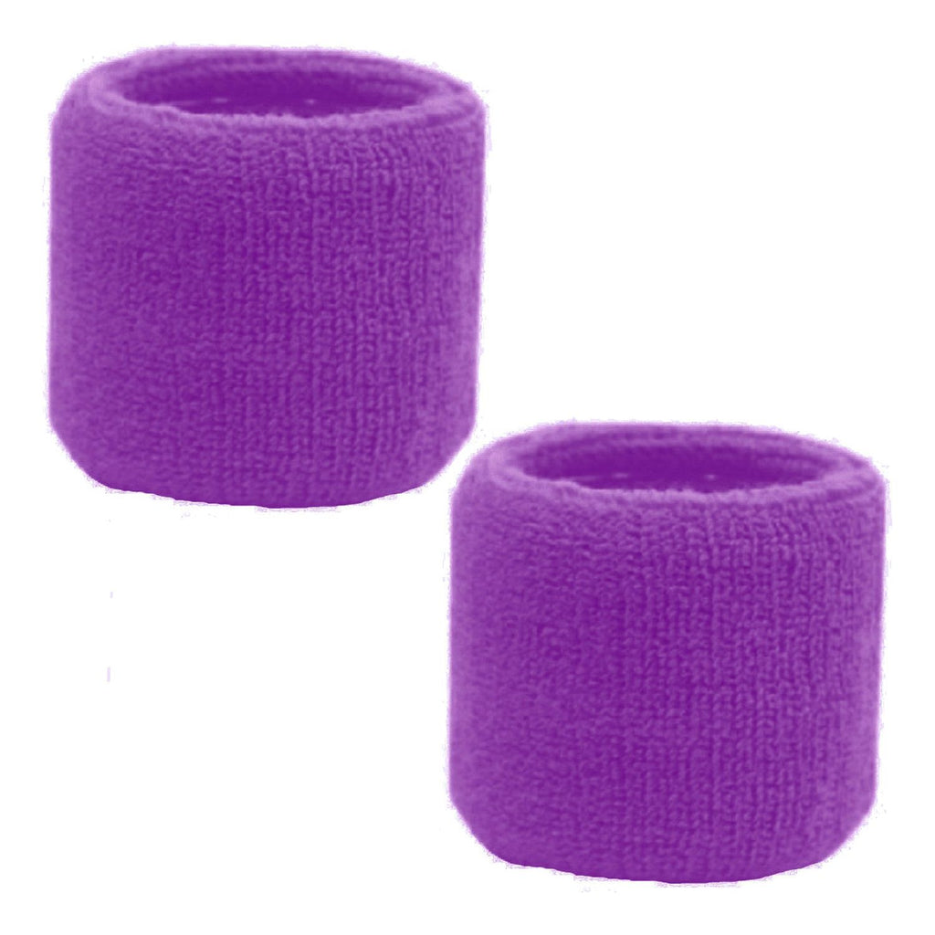 Sweatband for Wrist Terry Cotton Wristbands 2 Pack Purple