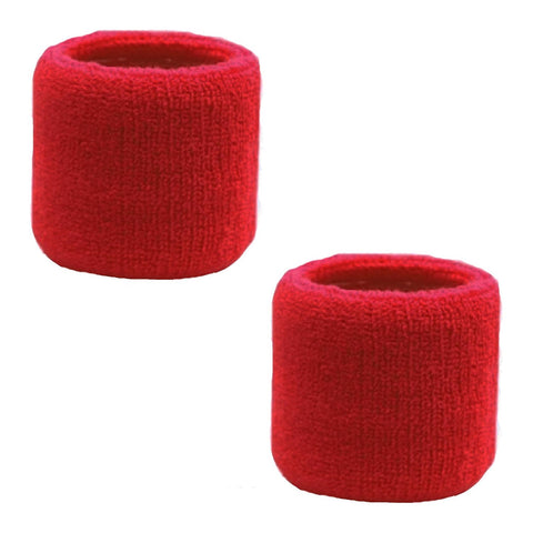 Sweatband for Wrist Terry Cotton Wristbands 2 Pack Red