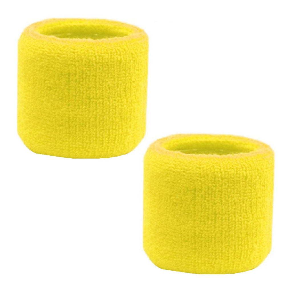 Sweatband for Wrist Terry Cotton Wristbands 2 Pack Yellow
