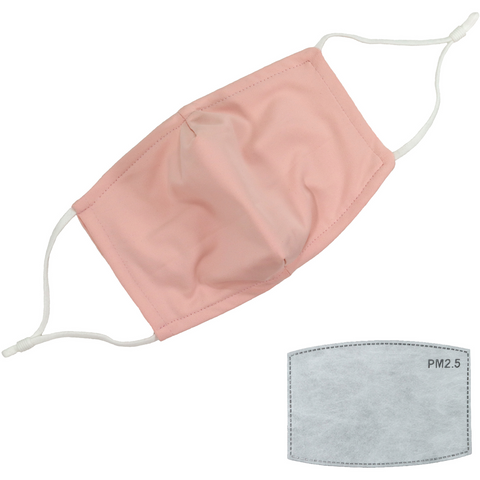 Light Pink Face Mask With Carbon Filter Pocket Washable Reusable Fabric Cloth Material Adjustable Straps