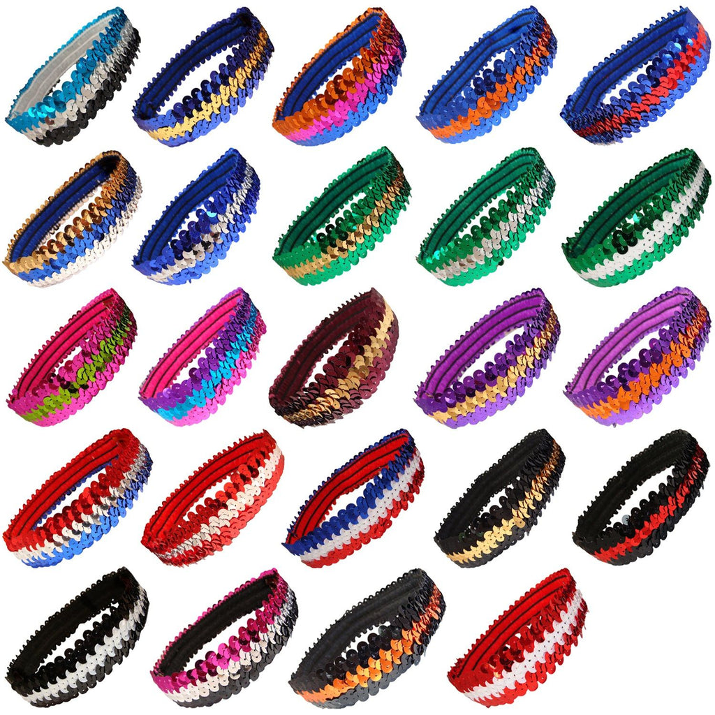 Sequin Headband Girls Headbands Sparkly Flapper Stle Hair Head Bands 2 Tone You Pick Colors & Quantities