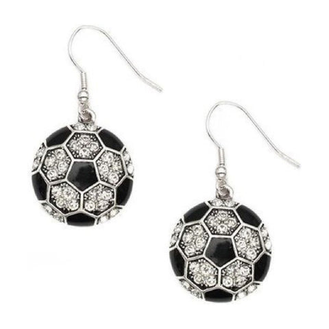 Soccer Earrings Hook Earrings Rhinestone Jewelry