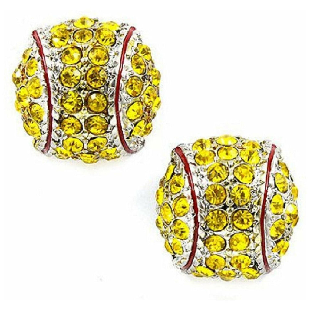 Softball Fine Seam Earrings Post Earrings Rhinestone Jewelry