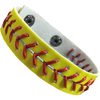 Softball Sport Snap Bracelet Wristlet With Snap Closure for Women Men Kids and Teens Yellow With Red Stitching