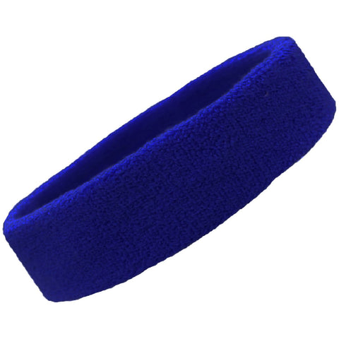 Sweatband Terry Cotton Sports Headband Sweat Absorbing Head Band Blue