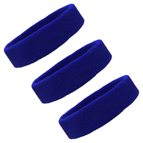 Sweatbands Terry Cotton Sports Headband Sweat Absorbing Head Band Blue 3