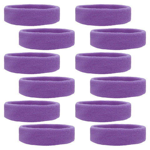 Sweatbands 12 Terry Cotton Sports Headbands Sweat Absorbing Head Bands Medium Purple