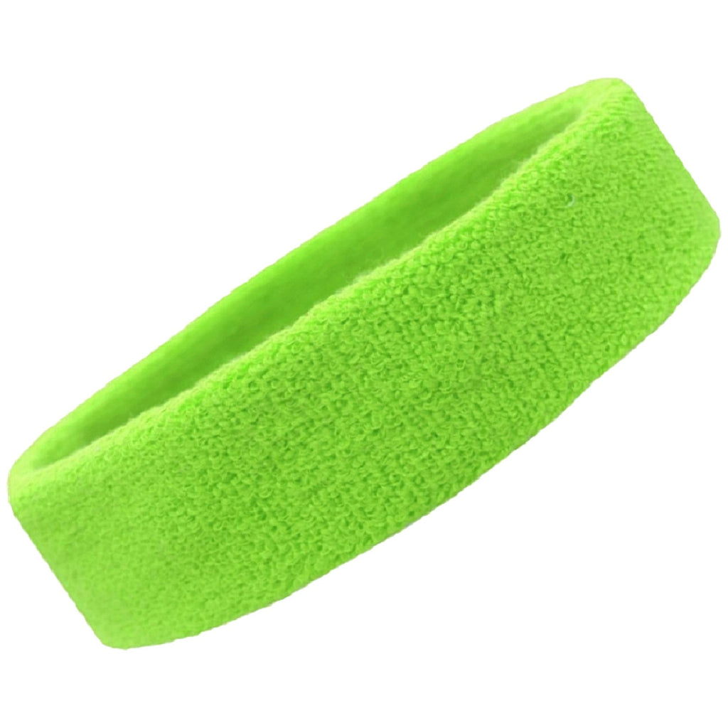 Sweatband Terry Cotton Sports Headband Sweat Absorbing Head Band Neon Green