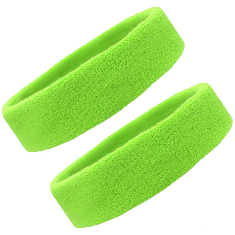 Sweatbands Terry Cotton Sports Headband Sweat Absorbing Head Band Neon Green 2