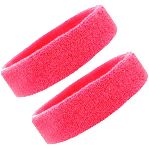 Sweatbands Terry Cotton Sports Headband Sweat Absorbing Head Band Neon Pink 2