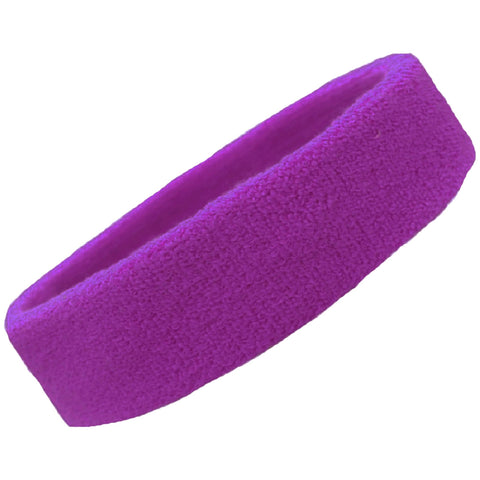 Sweatband Terry Cotton Sports Headband Sweat Absorbing Head Band Purple