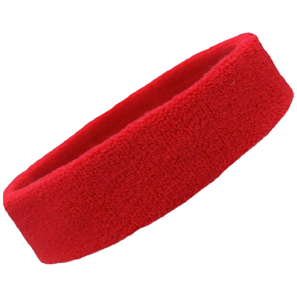Sweatband Terry Cotton Sports Headband Sweat Absorbing Head Band Red