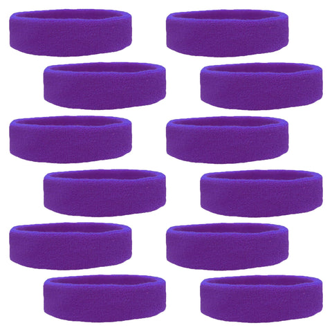 Sweatbands 12 Terry Cotton Sports Headbands Sweat Absorbing Head Bands Royal Purple