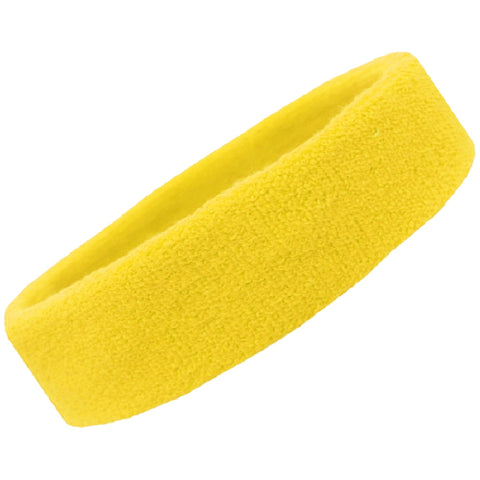 Sweatband Terry Cotton Sports Headband Sweat Absorbing Head Band Yellow