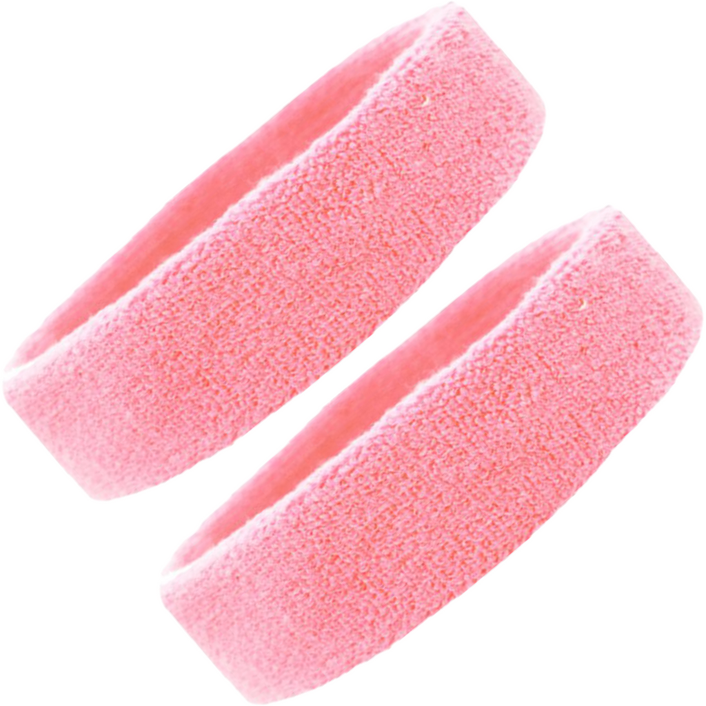 Sweatbands Terry Cotton Sports Headband Sweat Absorbing Head Band Light Pink 2