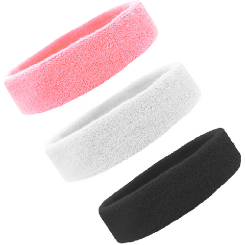 Sweatbands Terry Cotton Sports Headband Sweat Absorbing Head Band Pink White Black 3