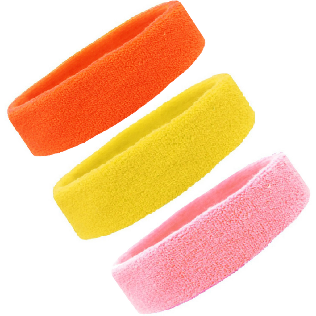 Sweatbands Terry Cotton Sports Headband Sweat Absorbing Head Band Pink Orange Yellow 3