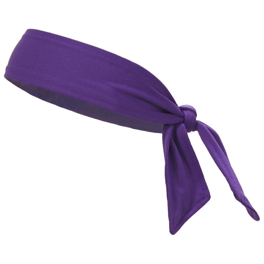 Tie Back Headband Moisture Wicking Athletic Sports Head Band Purple