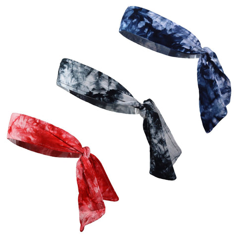 Tie Headband Running Headbands Tie in the Back 3 Bandana Athletic Head Sweat Band Tie Dye Colors