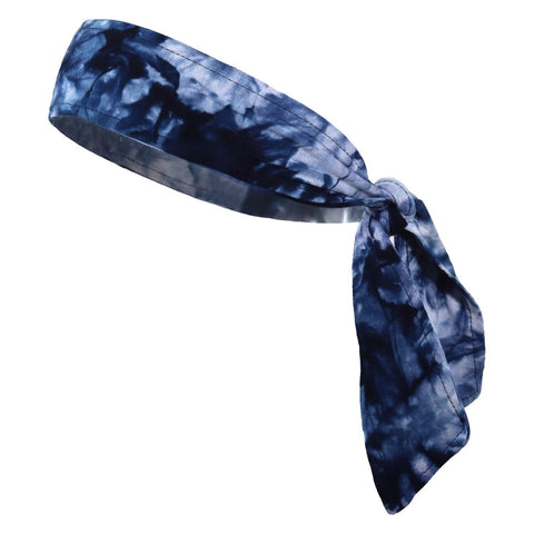 Tie Back Headband Moisture Wicking Athletic Sports Head Band Tie Dye Blue
