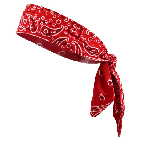 Tie Back Headband Moisture Wicking Athletic Sports Head Band Bandana Red