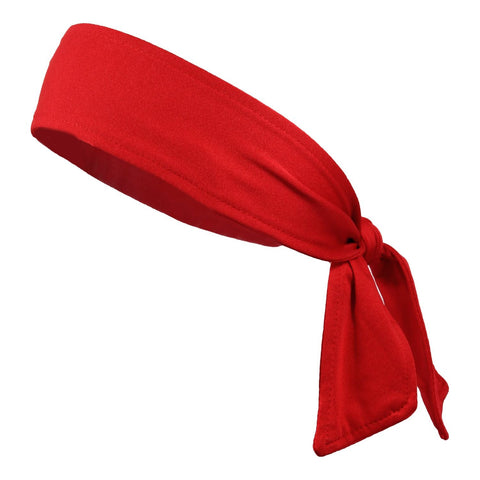 Tie Back Headband Moisture Wicking Athletic Sports Head Band Bandana Red
