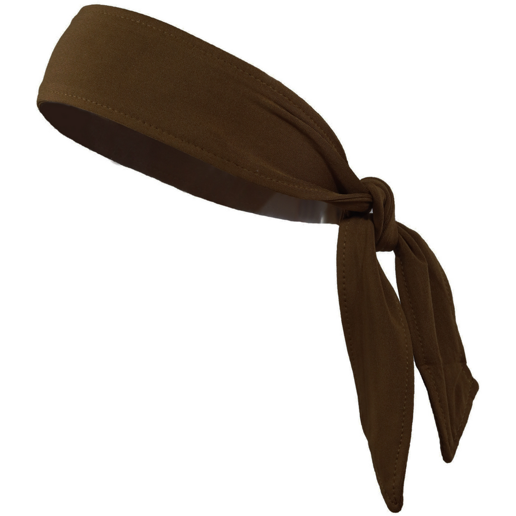 Tie Back Headband Moisture Wicking Athletic Sports Head Band Brown
