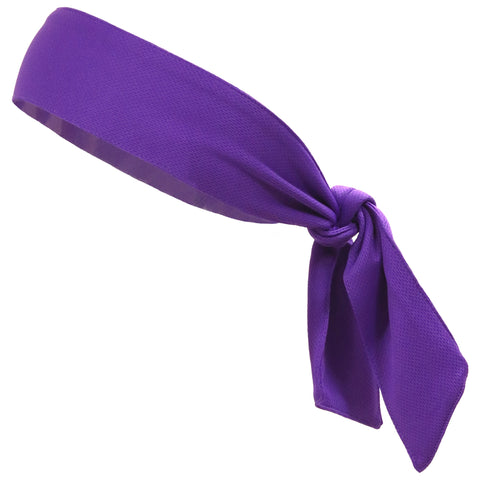 Tie Back Headband Moisture Wicking Athletic Sports Head Band Purple