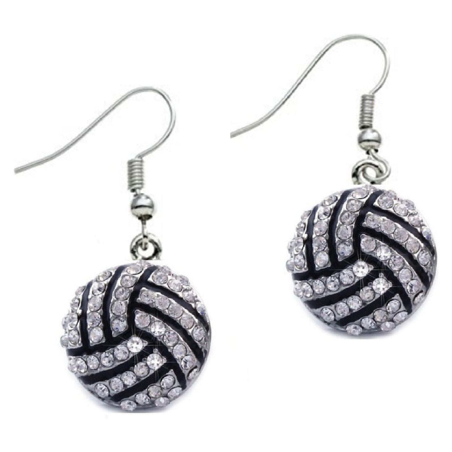 Rhinestone Sports Earrings Volleyball