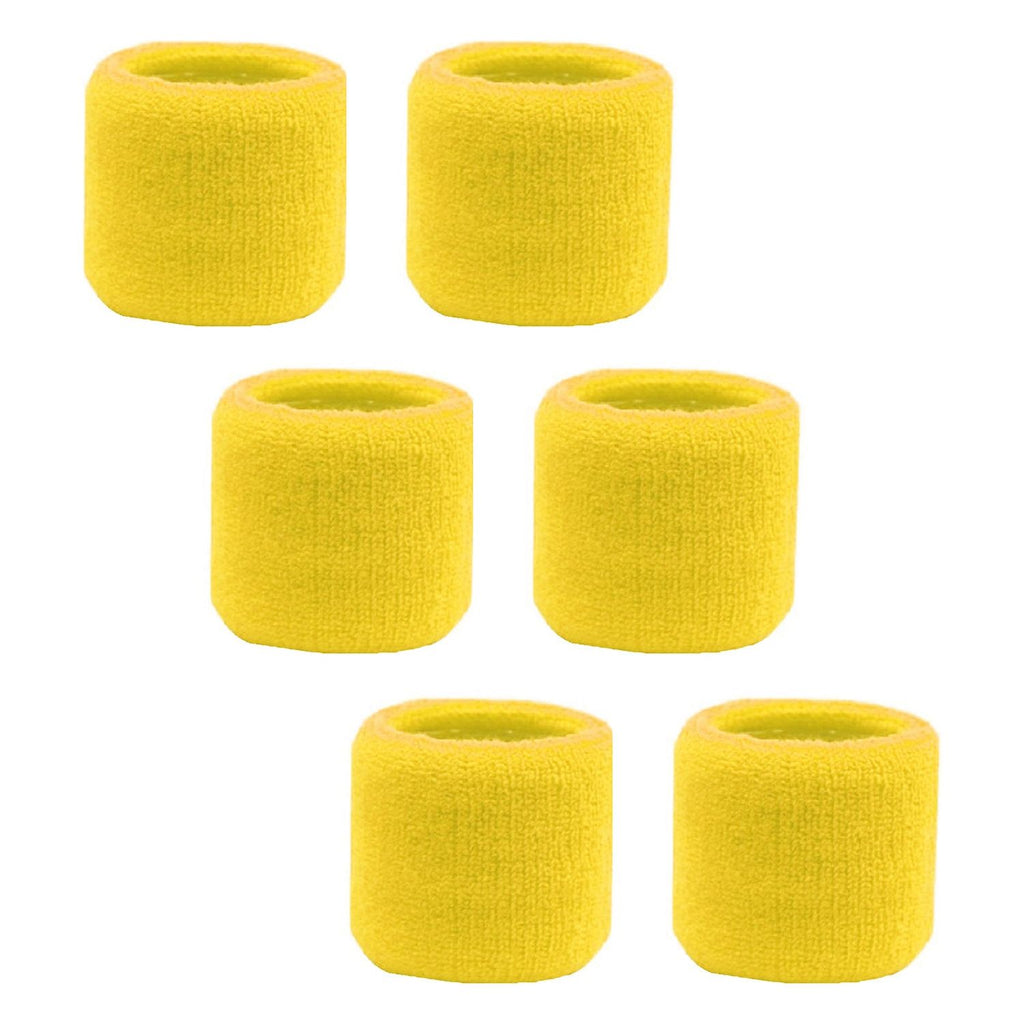 Sweatband for Wrist Terry Cotton Wristbands 6 Yellow
