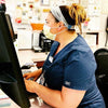 Button Ear Saver Cotton Headband Soft Stretch For Nurses Healthcare Workers Light Blue