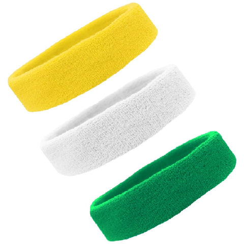 Sweatbands Terry Cotton Sports Headband Sweat Absorbing Head Band Yellow White Green 3